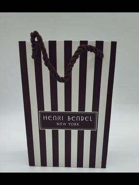 HENRI BENDEL New York Mini Shopping Bag Tissue Brown Stripe Gift Packaging EUC